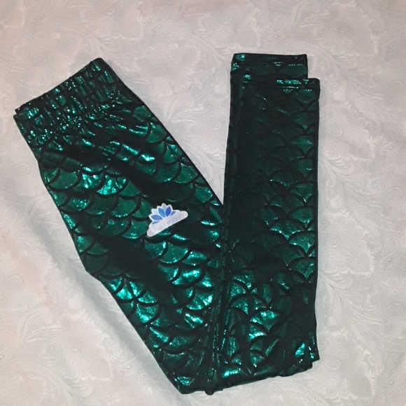 Lotus Leggings Pants - Mermaid Atlethic Leggings _ Green Royal